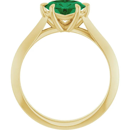 Oval East-to-West Solitaire Emerald Engagement Ring