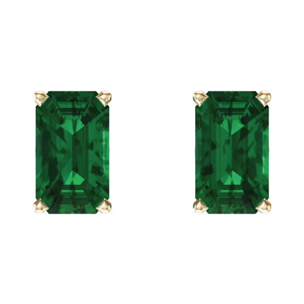 Emerald Cut Emerald Stud Earrings
