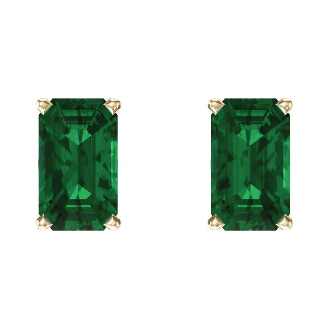 Emerald Cut Emerald Stud Earrings