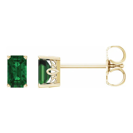 Emerald Cut Emerald Stud Earrings