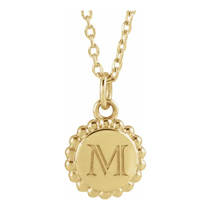 Beaded Engravable Disc Necklace