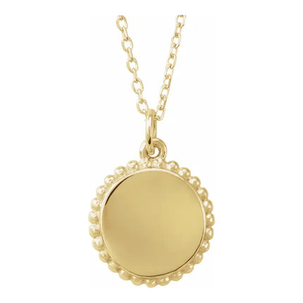 Beaded Engravable Disc Necklace