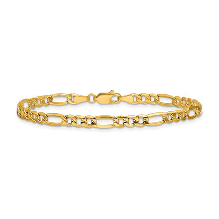 Men's 8" Figaro Semi-Solid Gold Bracelet