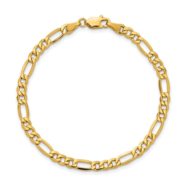 Men's 8" Figaro Semi-Solid Gold Bracelet