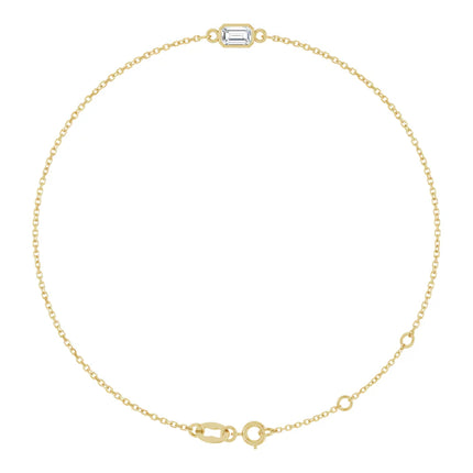 Emerald Cut Simple Bezel Set diamond Bracelet