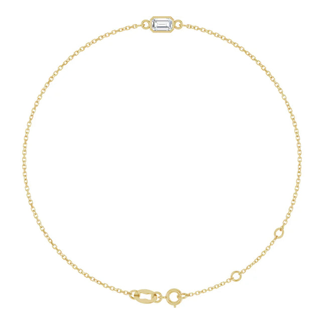 Emerald Cut Simple Bezel Set diamond Bracelet