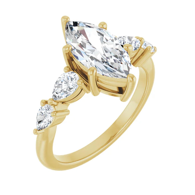 Tapered Diamond Accent Engagement Ring