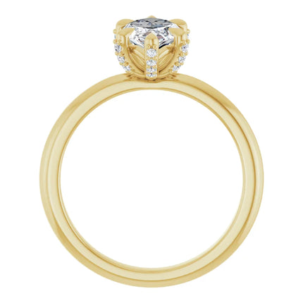Marquise Diamond Engagement Ring with Hidden Halo