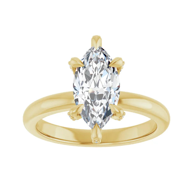 Marquise Diamond Engagement Ring with Hidden Halo