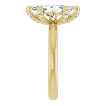 Marquise Diamond Engagement Ring with Hidden Halo