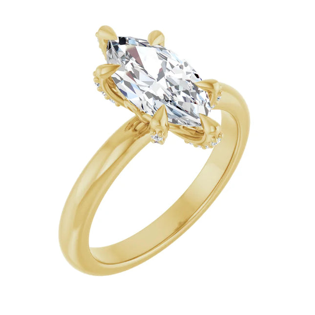Marquise Diamond Engagement Ring with Hidden Halo