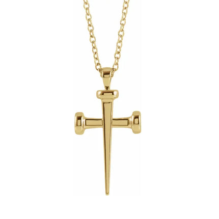 14K Gold Nail Cross 18" Necklace