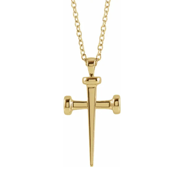 14K Gold Nail Cross 18" Necklace