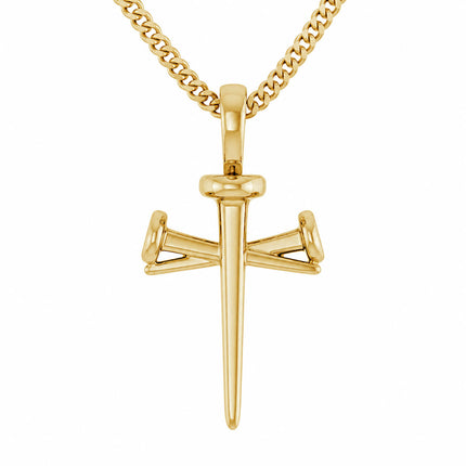 14Kt Gold Nail Cross Necklace