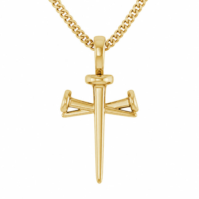 14Kt Gold Nail Cross Necklace