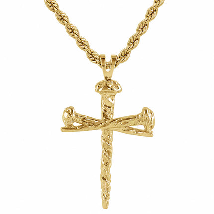 14Kt Gold Hammered Nail Cross Necklace