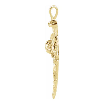 14Kt Gold Hammered Nail Cross Necklace