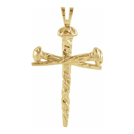 14Kt Gold Hammered Nail Cross Necklace