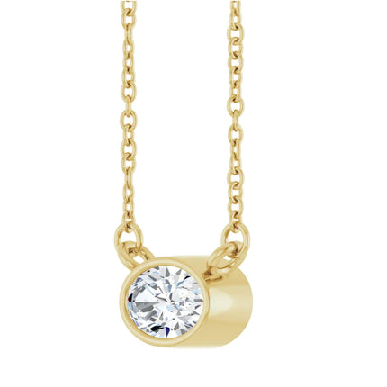 Oval Bezel Set Solitaire Diamond Necklace