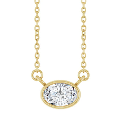Oval Bezel Set Solitaire Diamond Necklace