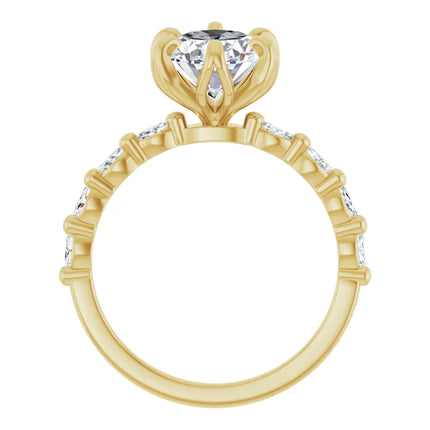 Oval Diamond Station Engagement Ring