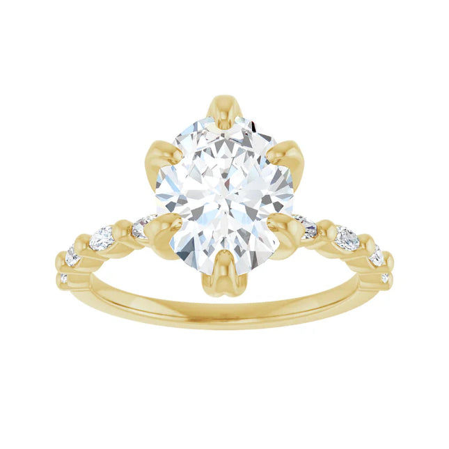 Oval Diamond Station Engagement Ring