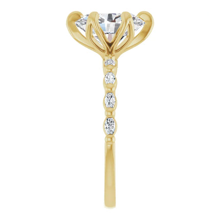 Oval Diamond Station Engagement Ring