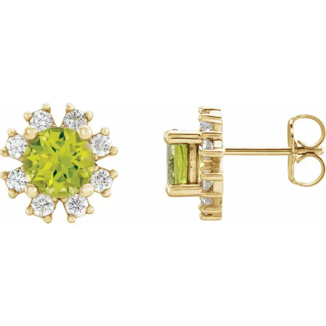 Diamond & Genuine Peridot Earrings