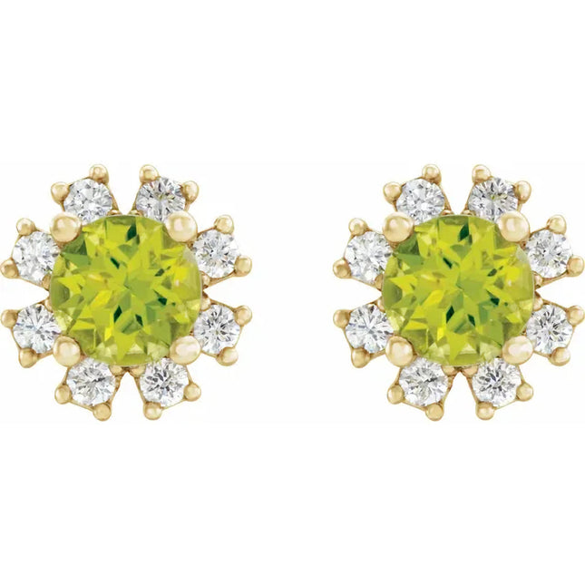 Diamond & Genuine Peridot Earrings