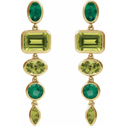 Genuine Peridot & Lab-Grown Emerald Dangle Earrings