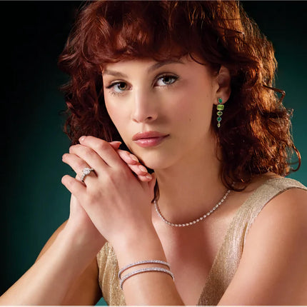 Genuine Peridot & Lab-Grown Emerald Dangle Earrings