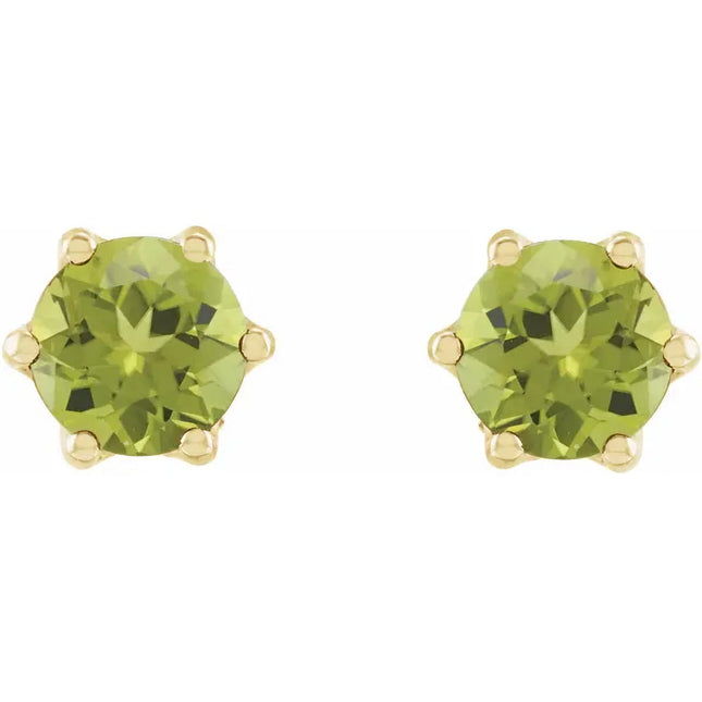 Genuine Peridot & Diamond Stud Earrings