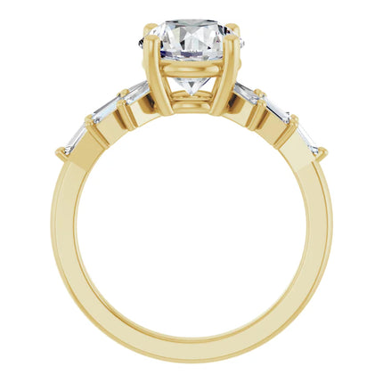 Round Cut Engagement Ring with Baguette Accents
