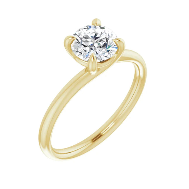 Yellow gold simple classic diamond solitaire engagement ring