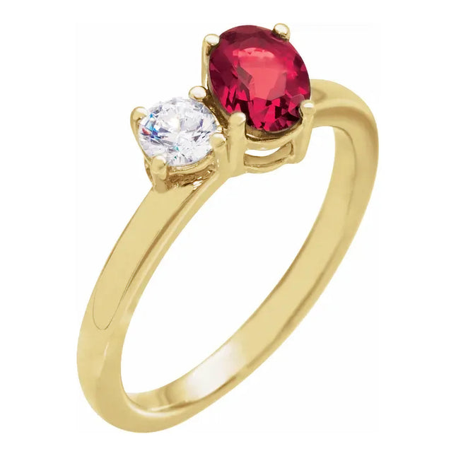 Ruby & Diamond Two-Stone Ring