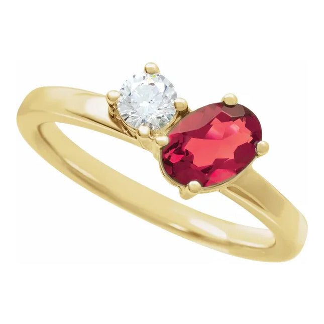 Ruby & Diamond Two-Stone Ring