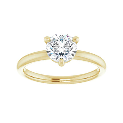Yellow gold round solitaire diamond engagement ring, top view