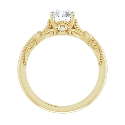 Sculptural-Inspired Round Diamond Engagement Ring