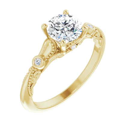 Sculptural-Inspired Round Diamond Engagement Ring